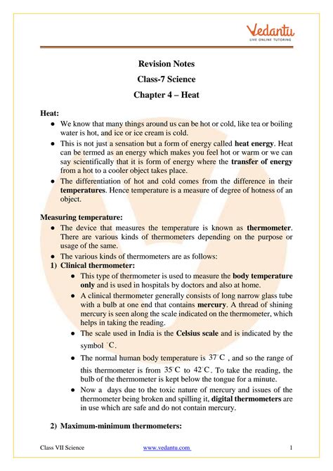 Heat Class 7 Notes CBSE Science Chapter 4 (PDF).